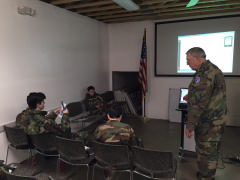 Major Jim McNab teaches an AE class to cadets