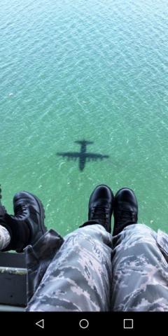 plane shadow in water