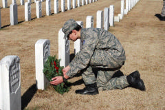 cadet placing wreath