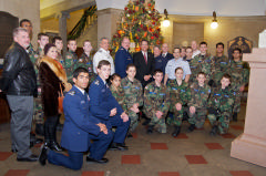 Cadet and Seniors pose with the Gov.