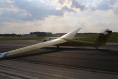 Glider on runway