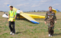 2 cadets in front of glider
