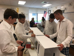 students building wind tunnel
