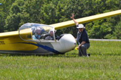 Glider preparing for takeoff