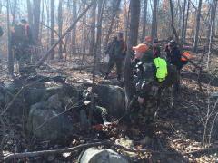 A ground team from Charlotte, NC locates the and renders a victim in the woods.