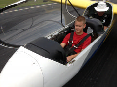 Cdt Micah Streit prepares for his first glider flight