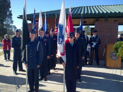 CAP cadets from the Orange County Composite Squadron (MER-NC-150) and cadets from the Iredell Composite Squadron (MER-NC-162) present the colors at the Wreaths Across America ceremony at the Salisbury National Cemetery on Dec. 13, 2014.