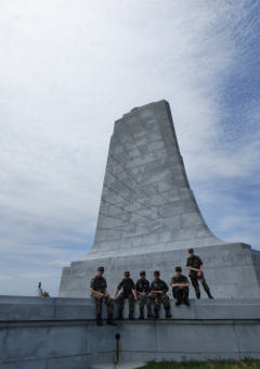 Cadets at the base of the Wright Brothers Monument