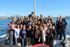 C/Col Robertson with the 39 other air cadets representing 10 countries on a harbor tour of Sydney during IACE Australia 2014.