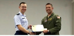 C/Capt Vermillion receiving his ROTC Scholarship